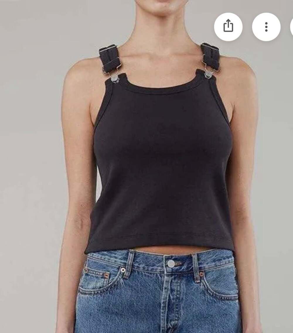 Still Here New York Missisippi Ribbed Tank Top Black Size S